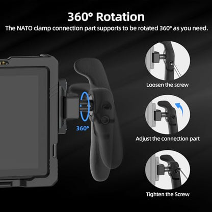 Nitze Side Handle Kit with NATO Clamp, 360° Adjustable NATO Side Handles for Smartphone/iPad/Monitor/Camera Cages - PA32C