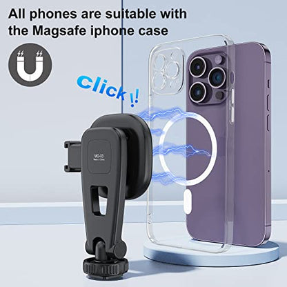 VRIG MG-03 Magnetic Phone Tripod Mount,Tripod Mount for Magsafe w Cold Shoe for iPhone 17.16.15.14.13.12 Series,Magnetic Ring Compatible with All Phones & All Cases,360° Rotation,for Tripods,Cameras - size: MG-03