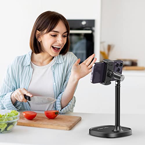 ULANZI Cell Phone Stand Mount for Desk, Vijim HP004 Adjustable Height & Angle Phone Holder, 360 Degree Rotating Desktop Phone Stand Compatible with iPhone, Samsung and All Phones - color: BLACK