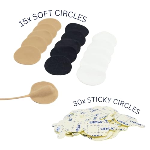 URSA Soft Circles - 15 Pack (Black) | Reusable Soft Lav Mic Covers with 30 Stickies | Mini Windshield, Clothing Rustle Reduction & Camouflage for Lavalier Microphones | Low-Profile, Skin-Safe, Durable - color: MultiColour, size: Multicolour Pack of 15