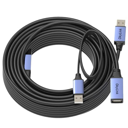 OkyLink Active USB 2.0 Extension Cable A to A, Male to Female 50ft(15M) | 480Mbps Signal booster cord, compatible with printer, mouse, keyboard, scanner, camera - size: 50ft (15m)