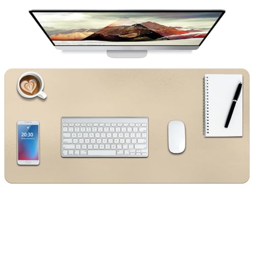 Boutilon Leather Desk Pad Protector,Non-Slip Mouse Pad,Laptop Desk Pad,Office Mouse Mat,Waterproof Leather Desk Blotter,Desk Writing Pad for Office and Home (S-Golden,24"x 14") - color: Golden, size: 14" x 24"