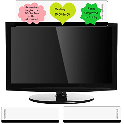 Zonon 2 Pieces Monitor Memo Board, Memo Boards for Computers Transparent Acrylic Monitor Side Panel Office Desk Accessories Desktop Computer Sticky Note Holder for Office Home Work Desk