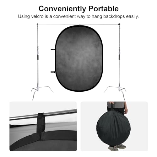 Selens Collapsible Backdrop 2 in 1 Brown&Gray Pop Up Photo Backdrops for Headshot Session, Video,Live Stream,55.12 * 78.75inches - color: brown/grey