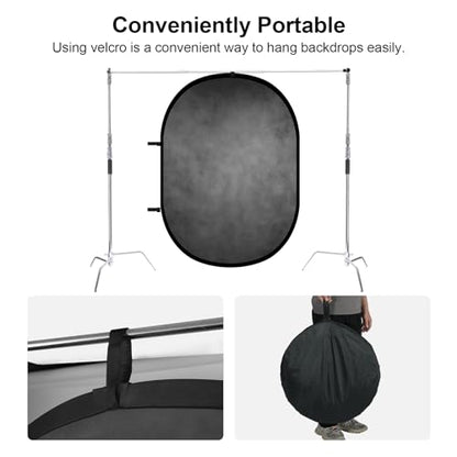 Selens Collapsible Backdrop 2 in 1 Brown&Gray Pop Up Photo Backdrops for Headshot Session, Video,Live Stream,55.12 * 78.75inches - color: brown/grey