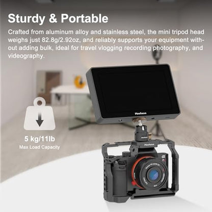 Universal 1/4" Swivel Mini Ball Head Screw Tripod Mount, 360° Swivel 125° Tilt Tripod Ballhead Adapter w 1/4" Screw for Camera Cage, Super Clamp, Suction Cup Mount, Magnetic Base, Max Load 11lb - color: S3019