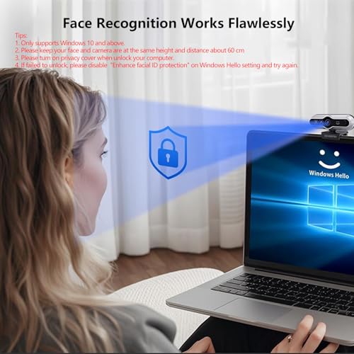 2K HD Webcam with Infrared Windows Hello Facial Recognition, Computer Camera, Privacy Cover, Noise Canceling Microphones, Laptop Webcam For Video Conferencing, Live, Streaming, Online Learning - style: 2K Windows Hello webcam
