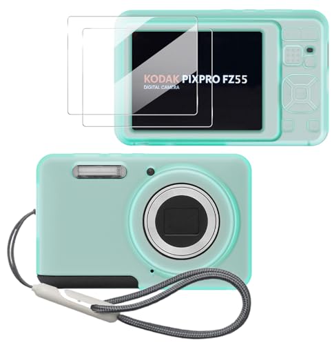 Case for Kodak PIXPRO FZ55,FZ55 Accessories,Soft Silicone Protective Case,Comes with 2 Screen Protectors and 1 Wrist Strap - Luminous Green - color: Luminous green