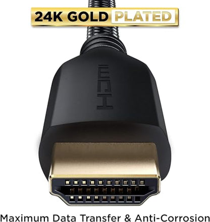 PowerBear 4K Long HDMI Cable 50 ft | High Speed, Braided Nylon & Gold Connectors, 4K @ 60Hz, Ultra HD, 2K, 1080P, ARC & CL3 Rated | for Laptop, Monitor, PS5, PS4, Xbox One, Fire TV, Apple TV - size: 50ft