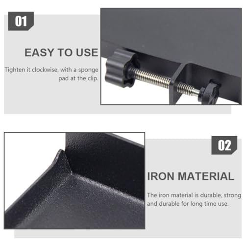 Kisangel Black Iron Microphone Stand Clip Holder with Sound Card Tray for Holding Small Accessories, Compatible with Picks and Sound Card, for Studio and Control Room Use