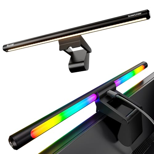 Quntis Monitor Light Bar 15.7", 24 RGB Backlight Modes for lmmersive Gaming Ambience, 900 Lux Glare-Free Computer Screen Lamp, High CRI 95 Eye Care Desk Light for Home Office - style: RGB Backlight