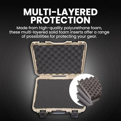 NANUK 910 Hard Case with Customizable Cubed Foam, IP67 Waterproof & Crushproof, Rugged Construction for Ultimate Protection, Made in North America – Tan (14.3” x 11.1” x 4.7”) - color: Tan, style: Cubed Foam