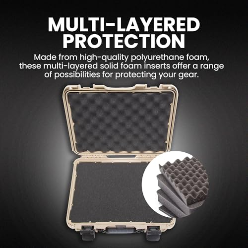 NANUK 910 Hard Case with Customizable Cubed Foam, IP67 Waterproof & Crushproof, Rugged Construction for Ultimate Protection, Made in North America – Tan (14.3” x 11.1” x 4.7”) - color: Tan, style: Cubed Foam
