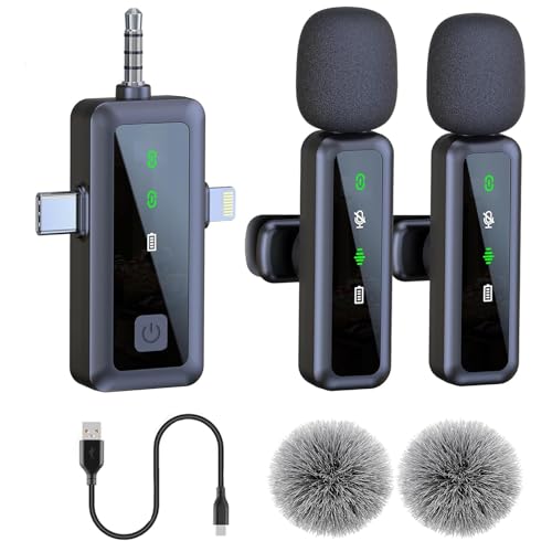 3-in-1 Wireless Lavalier Microphone for iPhone/Android/Camera/PC, Featuring a Rotatable Clip, Mute, Reverb, and Noise Reduction – Ideal for TikTok, YouTube, and Vlogging (3-in-1)