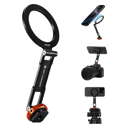 K&F CONCEPT Magnetic Metal Phone Mount with Cold Shoe Mount, Adjustable Rotatable Phone Holder Adapter Compatible with iPhone 17/16/15/14/13 Serie, Camera Monitoring, Tripods, Stabilizers