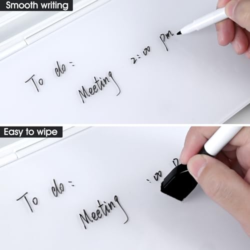 Desktop Whiteboard White&Black and White with Calculator, Desk Organizer Solution for Home Office School Art Beauty Supplies