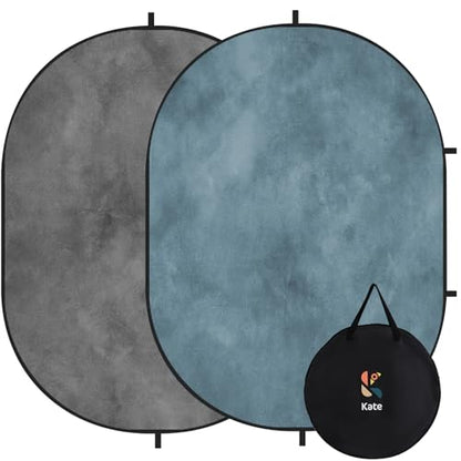 Kate Collapsible Backdrop Pop-up Photo Backdrops Folded Grey Teal for Photography, for Video, for Broadcast, 5x6.5ft