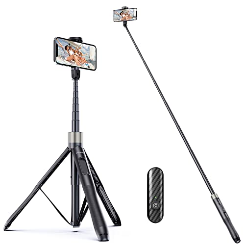 ATUMTEK 65" Selfie Stick Tripod, All in One Extendable Phone Tripod Stand with Bluetooth Remote 360° Rotation for iPhone and Android Phone Selfies, Video Recording, Vlogging, Live Streaming, Black - color: Black, size: 65 inches