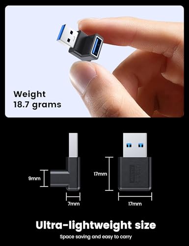 MOGOOD 90 Degree USB 3.2 Adapter Right Angle Type A Male to Female | L Shape Extender, 10Gbps Data Transfer & Charging, Compatible with PC, Laptop, Hard Drive, Keyboard, 1 Pack - size: 1 PACK