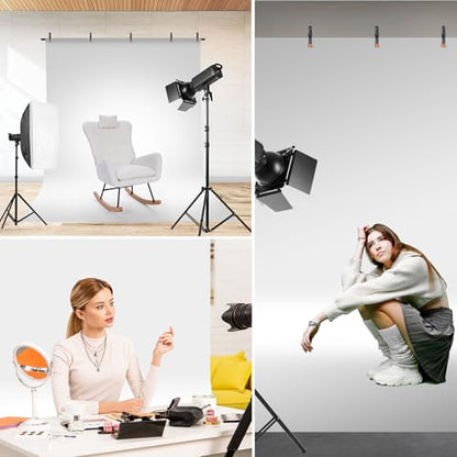 Green Screen Backdrop Kit, Portable Greenscreen Background with T-Shaped Stand, 5 Clamps & Carrying Bag for Photography, Streaming, Zoom, Gaming, (White, 6.5 Feet X 5.0 Feet) - color: 78×59IN White