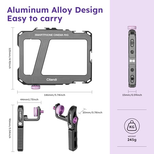 Universal Smartphone Filmmaking Stabilizer, Phone Cage for Vlogging and Videography, Compatible with Most Smartphones