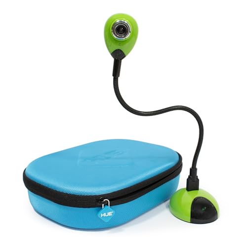 HUE HD Portable USB Video Conferencing Camera. Use as a Webcam for Live Streaming or a Document Camera for Teaching: Windows, macOS, Chromebook, Linux Compatibility (Green with Carry Case) - color: Green Camera with Carry Case