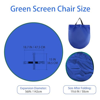 Portable Green Screen - 56" Greenscreen Backdrop with Stand & Reversible Blue Screen for Streaming, Gaming, Zoom & Video Chat