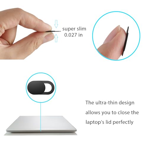 ZUCUCUC Laptop Camera Cover Slide, Camera Cover Slide, 6 Pack Ultra Thin Webcam Cover Slide for Laptop, Tablet, Desktop, PC, Smartphone, Protect Your Privacy and Security(Black) - color: Black (Small 6 Pcs)