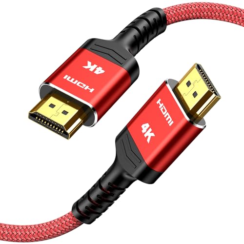 Highwings 4K HDMI 2.0 Cable 3.3FT/1m - 4K@60Hz HDR Braided HDMI Cord, 18Gbps High Speed with Ethernet/ARC, 3D, HDCP 2.2, ARC, Compatible for PS-5/4/3/4K HDTV/Monitor/Projector/Streaming Media - color: Red, size: 3.3 feet