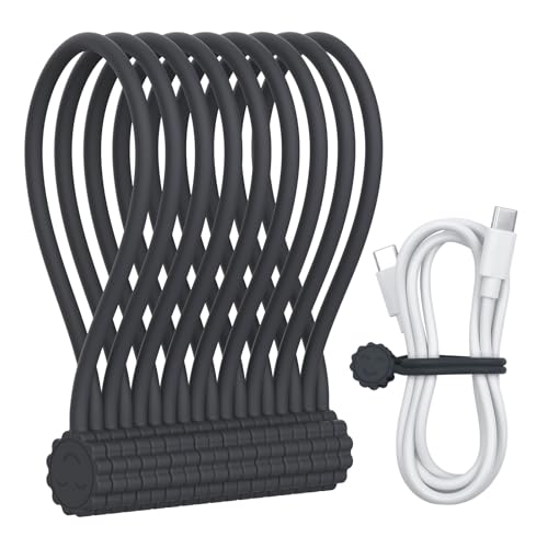 Rich&Ray Silicone Magnetic Twist Ties, Reusable Magnetic Ties for Bundling and Organizing Cable, Hanging Stuff, Kitchen Magnets, Office Magnets or Just for Fun (Gray, 9 pack) - color: Gray