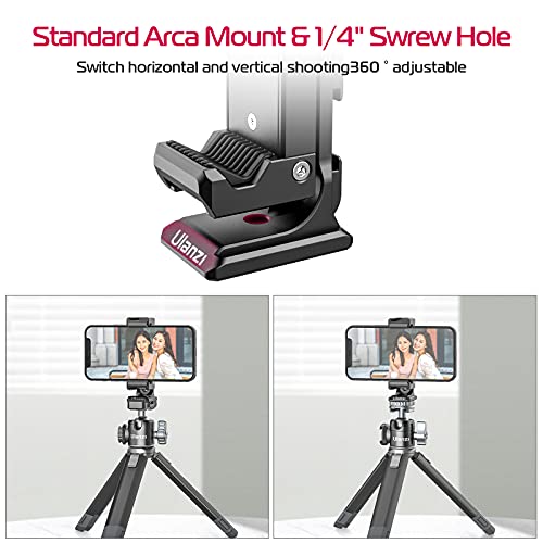 Metal Phone Tripod Mount 3 Cold Shoes & Arca Port, 360° Smartphone Tripod Adapter for iPhone 17 16 15 Cell Phone Stand Holder for Desktop Video Live Streaming Vlogging Rig