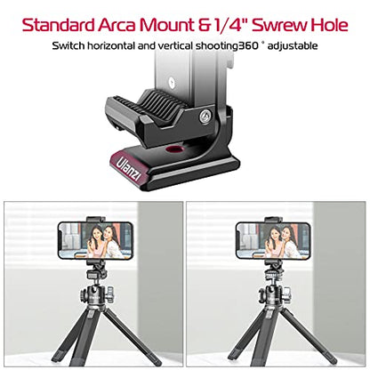 Metal Phone Tripod Mount 3 Cold Shoes & Arca Port, 360° Smartphone Tripod Adapter for iPhone 17 16 15 Cell Phone Stand Holder for Desktop Video Live Streaming Vlogging Rig