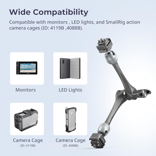 SMALLRIG 11" Rosette Magic Arm, HawkLock H21 Quick Release Structure, w 1/4"-20 Screws and Anti-Twist Pins, for Monitors, Lights, Max Load Cpacity 3kg - size: 11" (HawkLock)