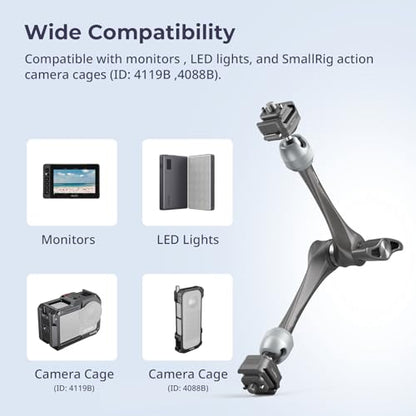 SMALLRIG 11" Rosette Magic Arm, HawkLock H21 Quick Release Structure, w 1/4"-20 Screws and Anti-Twist Pins, for Monitors, Lights, Max Load Cpacity 3kg - size: 11" (HawkLock)