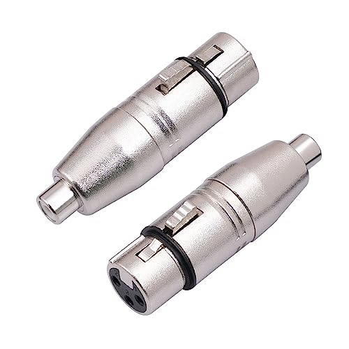 2Pack XLR Female to RCA Female Adapter Converter, Gender Changer Audio Coupler Connectors for Mixer, Recorder, Amplifier - color: XLR F TO RCA F