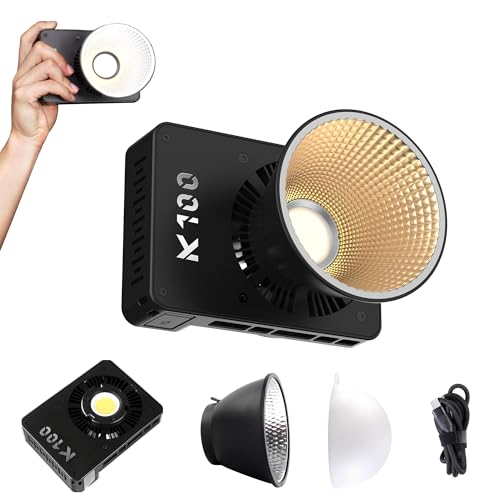 Walking Way Led 100W Video Camera Light Kit, 2800K-6800K Bi-Color Continuous Output Lighting for Photography, Cob Camera Lights with LED Screen 3 Powering, for Film Making, Photography Studio, Black - color: Black