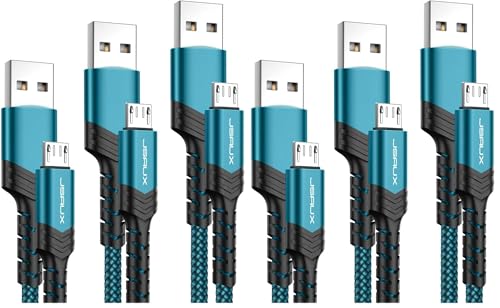 JSAUX Micro USB Charger Cable, (6-Pack 3.3ft+6.6ft+10ft) Android Charger Micro USB to USB A Nylon Braided Cord Compatible with Samsung Galaxy S6 S7 Edge Note 5, Kindle and More-Green - color: Green, size: 3.3ft+6.6ft+10ft (Pack of 2)