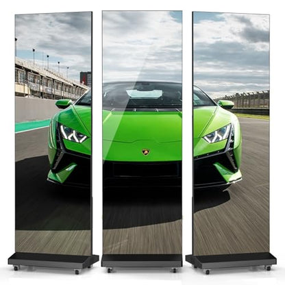 80" LED Digital Signage Display with Flight Case, P1.86 Foldable Spliceable LED Poster Screen Kiosk with Content Management System, WiFi/USB/HDMI for Events, Rentals & Commercial Use (Black, 2 Panel) - size: 2 Unit & Flight Case