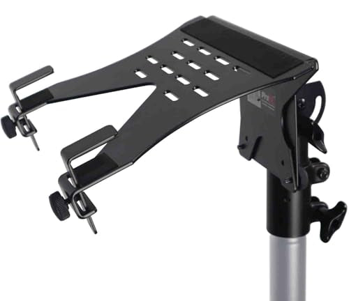ProX X-LTF01BL Universal Laptop Tray + VESA Monitor Mounting Bracket fits on Speaker Stand 1-3/8" Pole Black