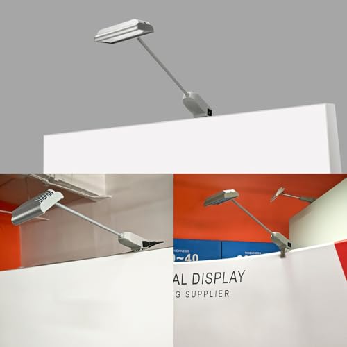 Trade Show Lights LED Display and Exhibit Arm Lighting, Connectable Tradeshow Lights Included Clamps, Mounting Brackets, Power Cables, Connect Cables (2pcs Grey) - color: Gray