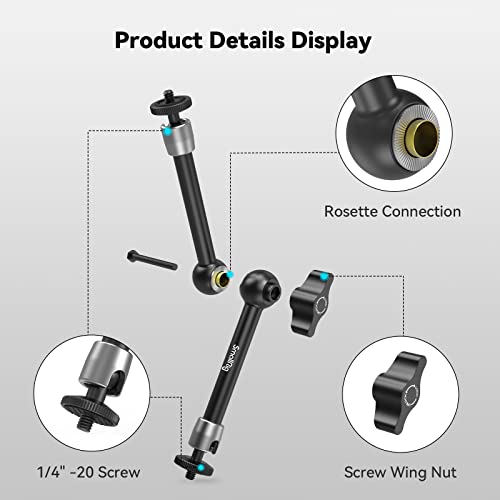 SmallRig 9.8 inch Adjustable Articulating Magic Arm with Both 1/4" Thread Screw for LCD Monitor/LED Lights - 2066B - style: 1-Pack