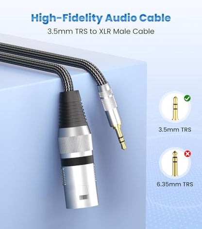 Tisino 3.5mm to XLR Cable Unbalanced Mini Jack 1/8 inch to XLR Male Adapter Microphone Cord- 1.6ft/50cm - size: 1.6 feet