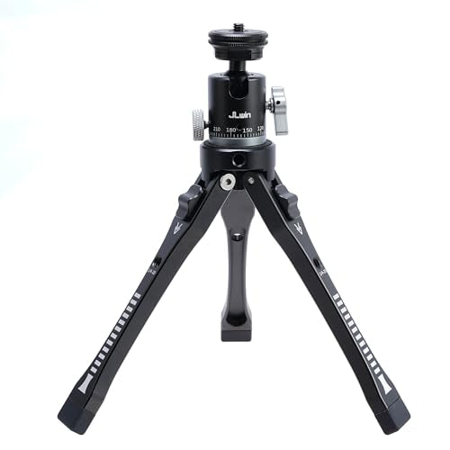 FocusFoto 2-in-1 360° Panoramic Ball Head & Aluminum Adjustable Desktop Tripod Stand- 4-Level Height (45-165mm) with Cold Shoe Adapter, 1/4"-20 & 3/8"-16 Screws for Mirrorless Camera Vlogging - style: Tripod + 360° Ballhead