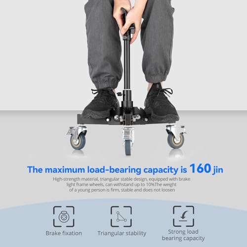 AMBITFUL Heavy Duty Light Stand with Casters, 21-31.9" Photography Tripod Stand with Adjustable Height -Foldable Design & 3 Locking Casters for Studio/Low-Angle Shooting, Softboxes & Studio Lights