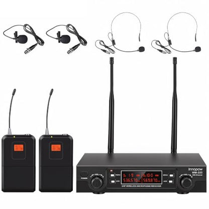 innopow 200-Channel Wireless Lavalier Microphone, Dual UHF Bodypack Cordless Lavalier Mic System Set, Auto Scan, Long Range 200-240Ft, 16 Hours Use Ideal for Speaking, Classroom 2023 333B…