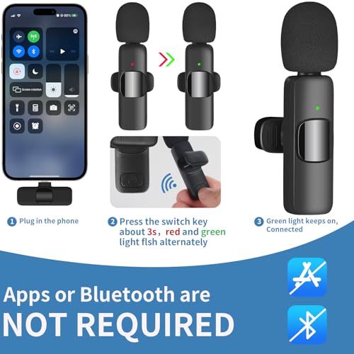 IIQ Wireless Lavalier Microphone for iPhone, Mini Professional Wireless Clip Mic, Tiny Lapel Mic for Video Interview, Podcast, Facebook, YouTube