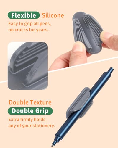 Tiizze Adhesive Pencil Holders for Desk Set of 10 - Silicone Pen Holder with 15 PCS Adhesive Pads - Flexible Pencil Holder for Office Essentials Accessories and Teacher Supplies - Grey - color: Gray