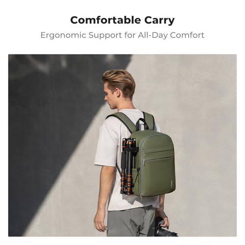 K&F CONCEPT Camera Bag Backpack, Professional DSLR/SLR/Mirrorless Camera Backpack, Photography Camera Case with Tripod Holder & Rain Cover Compatible with Canon/Sony/Nikon/FUJIFILM - color: 02-Bright Green