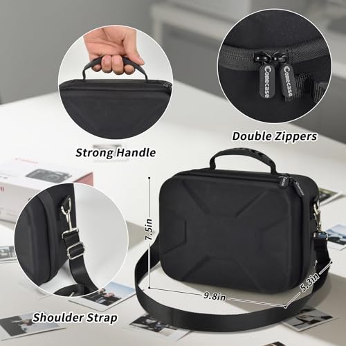 Comecase Hard Camera Case for Canon R50/R100/T7, for Sony A6400/ZV-E10 | Small Camera Bag with Hard EVA Shell, Adjustable Dividers, 6 Battery/SD Organizer Slots and Shoulder Strap, case only - color: Jet Black