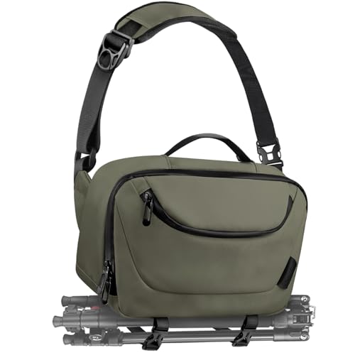TAAOKA Camera Sling Bag,Travel Waterproof Camera Case with Tripod Holder,Lightweight DSLR/SLR/Mirrorless Small Camera Bags Crossbody for photographers (Dark Green) - color: Dark Green